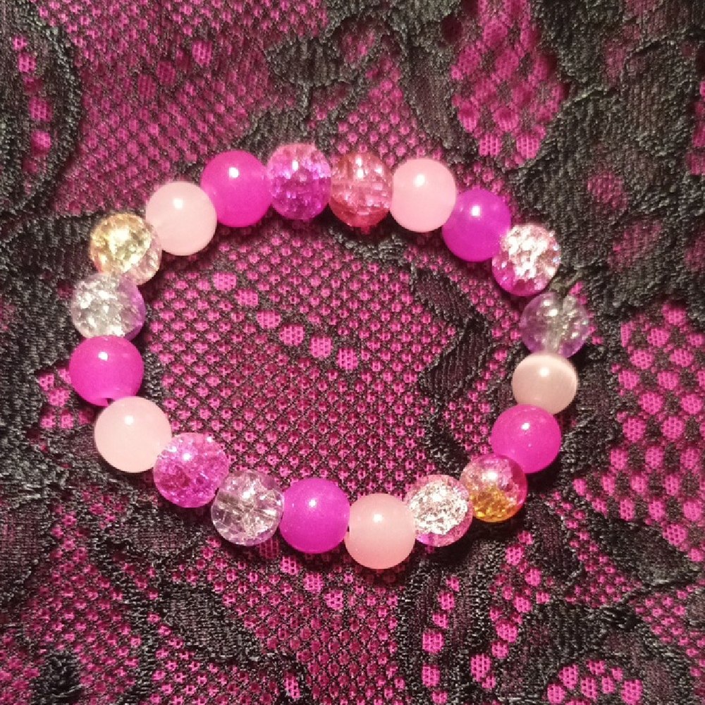 Pink and Gold Beaded Bracelet